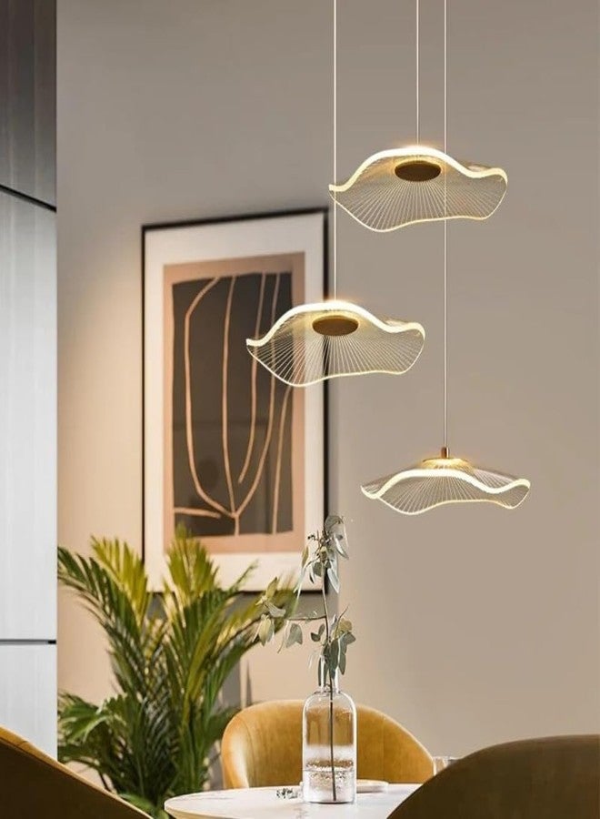 Lamp master 3 Crystal Wave Pendant Light | Modern Acrylic Chandelier with Antique Gold Finish | Elegant Wave Design Hanging Light for Living Room, Bedroom, Dining Room, Restaurants Ceiling Lamp - Image 5